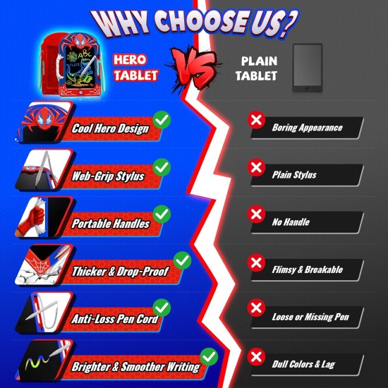 Tablette d'écriture LCD cool avec stylet Web et poignée Web – Tableau de gribouillage amusant pour enfants, bloc de dessin coloré, jouets cadeaux pour garçons et filles de 3 4 5 6 7 8 10 ans, tout-petits âgés de 3 à 4 ans, 4 à 6 ans, 6 à 8 ans, 8 à 12 ans