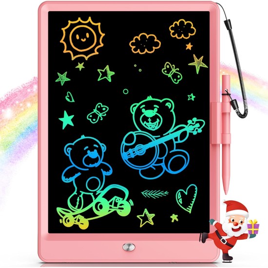 Bravokids Tablette d'écriture LCD 10 pouces pour enfants de 3 à 8 ans – Bloc de dessin électronique et tableau de gribouillage comme cadeaux d'anniversaire éducatifs pour filles et garçons (rose)
