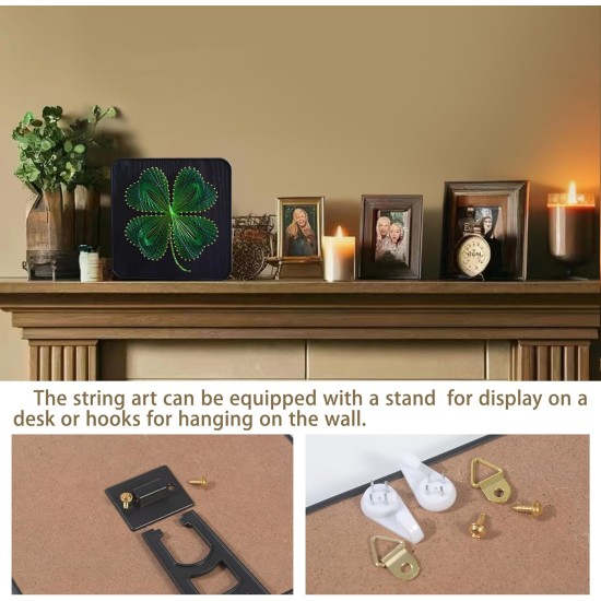 Jydunix Kit d'art à cordes, motif trèfle à quatre feuilles, 7,874 x 7,874 pouces, kit de bricolage pour adultes et enfants, décoration murale facile, cadeau unique d'anniversaire et de vacances