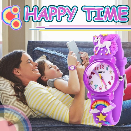 Montre pour filles – Montre étanche avec dessin animé 3D pour tout-petits, cadeaux pour filles de 2 à 8 ans, jouets pour filles de 3, 4, 5, 6, 7 ans – Cadeaux pour enfants
