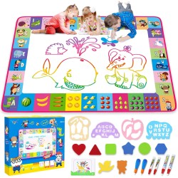 Tapis de gribouillage à l'eau – Tableau de jouets pour enfants, peinture, écriture, gribouillage – Tapis de dessin couleur avec stylos magiques, jouets éducatifs pour enfants de 3, 4, 5, 6, 7, 8, 9, 10, 11, 12 ans, filles, garçons, cadeau pour tout-petits