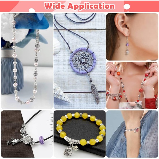 350 pièces de perles d'espacement en argent pour la fabrication de bijoux, perles métalliques mélangées en vrac de styles aléatoires pour bracelets, colliers, boucles d'oreilles, fabrication de bijoux