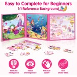 SYNARRY Puzzles magnétiques Licorne Sirène Princesse pour les tout-petits de 3 à 5 filles, 20 pièces de puzzles de voyage pour les enfants âgés de 4 à 6 ans, Jouets d'activités de voyage en voiture, en avion pour les filles de 3, 4, 5 et 6 ans, cadeaux d'