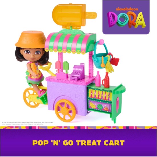Dora, Chariot à friandises Pop 'N' Go avec 15 pièces, chariot transformable et rangement de jouets avec figurine Dora de 6 pouces, jouets pour enfants pour filles et garçons à partir de 3 ans Dora, Chariot à friandises Pop 'N' Go avec 15 pièces, chariot transformable et rangement de jouets avec figurine Dora de 6 pouces, jouets pour enfants pour filles et garçons à partir de 3 ans