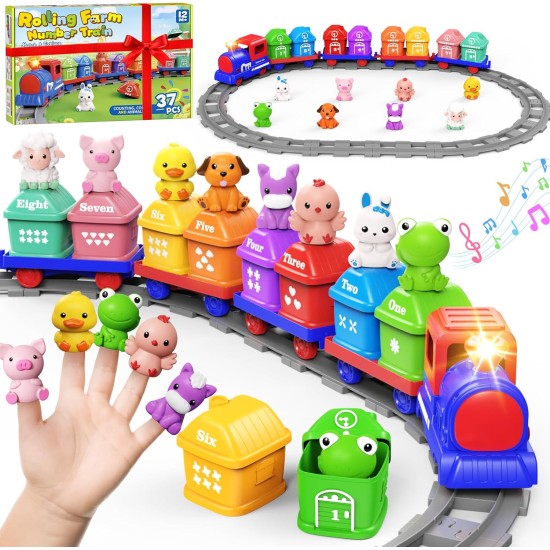 Jouets d'apprentissage pour les tout-petits de 1, 2 et 3 ans, ensemble de train de ferme électrique pour tout-petits de 2 à 4 ans, jouet de train Montessori assorti et trié avec animaux de la ferme, musique, lumière, cadeau d'anniversaire de Noël pour béb Jouets d'apprentissage pour les tout-petits de 1, 2 et 3 ans, ensemble de train de ferme électrique pour tout-petits de 2 à 4 ans, jouet de train Montessori assorti et trié avec animaux de la ferme, musique, lumière, cadeau d'anniversaire de Noël pour béb