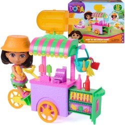 Dora, Chariot à friandises Pop 'N' Go avec 15 pièces, chariot transformable et rangement de jouets avec figurine Dora de 6 pouces, jouets pour enfants pour filles et garçons à partir de 3 ans