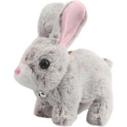 Lapin de Pâques interactif électronique en peluche avec mouvements sonores, oreilles animées, nez tremblant, pour tout-petits et enfants (marron)