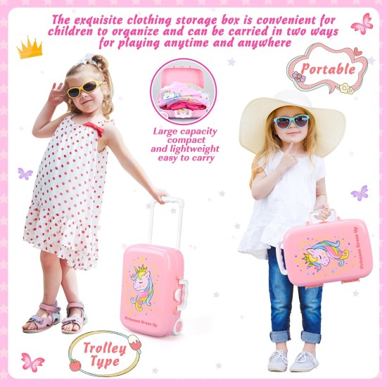 16 pièces de vêtements de princesse pour petite fille, ensemble cadeau de costume de jeu de rôle, tenue de jeu de simulation de sirène de princesse, jouets pour petites filles, cadeaux de fête d'anniversaire cosplay pour filles âgées de 3 4 5 6 7 ans et p