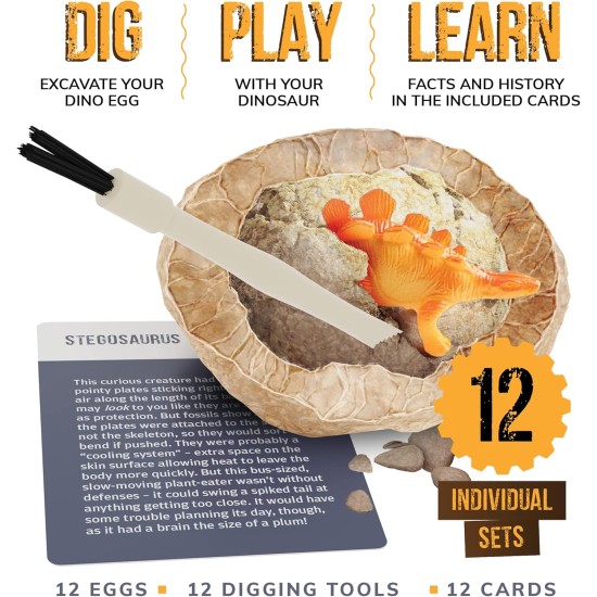 Dan&Darci Dig a Dozen Kit d'œufs de dinosaure pour enfants – Panier de Pâques – Cadeau de jouets dinosaures pour enfants de 3 à 12 ans – 12 œufs et dinosaures surprises – Activités scientifiques STEM – Cadeaux de fête pour garçons et filles Dan&Darci Dig a Dozen Kit d'œufs de dinosaure pour enfants – Panier de Pâques – Cadeau de jouets dinosaures pour enfants de 3 à 12 ans – 12 œufs et dinosaures surprises – Activités scientifiques STEM – Cadeaux de fête pour garçons et filles