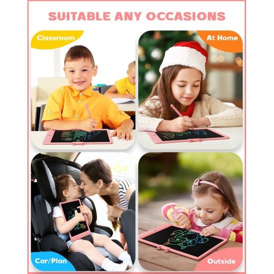 Bravokids Tablette d'écriture LCD 10 pouces pour enfants de 3 à 8 ans – Bloc de dessin électronique et tableau de gribouillage comme cadeaux d'anniversaire éducatifs pour filles et garçons (rose)