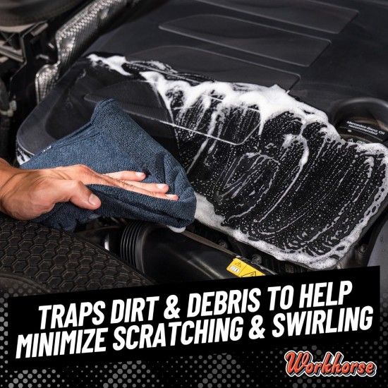 Chemical Guys Workhorse Lot de 3 serviettes en microfibre de qualité professionnelle pour voitures – Chiffons de nettoyage en microfibre noirs 40,6 x 40,6 cm pour le séchage de la maison et des animaux domestiques, doux et sans rayures, lavage, séchage et