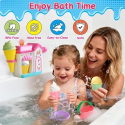Jouets de bain pour enfants âgés de 4 à 8 ans, 3 à 5 ans, jouets de bain pour tout-petits, baignoire, machine à mousse de crème glacée, ensemble de jeu de gâteaux à bulles, cadeaux d'anniversaire, panier de Pâques, pour filles et garçons de 2 à 4, 5 et 6 