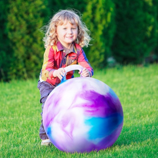 ZOOJOY Hopper Ball, jouets de saut pour enfants, balle rebondissante de 18 pouces avec poignée pour garçons et filles âgés de 3 à 8 ans, jouet gonflable de trémie de rebond de nuages ​​avec pompe