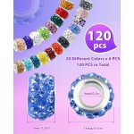 FIVEIZERO Lot de 120 perles à grand trou en strass pour la fabrication de bijoux, 20 couleurs de strass européens, perles d'espacement en vrac pour stylos à perles, loisirs créatifs
