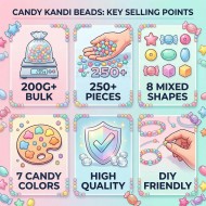 200 g + bonbons en vrac assortis de jolies perles Kandi pour la fabrication de bijoux, kit de fabrication de bracelets, fournitures artisanales, perles de charme (mélange II)