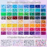QUEFE 2350 pièces, 64 couleurs, perles de poney pour kit de fabrication de bracelets, kit de bracelets d'amitié de perles Kandi arc-en-ciel, perles de lettres et cordes élastiques pour la fabrication de bracelets et de colliers, ensemble de cadeaux artisa QUEFE 2350 pièces, 64 couleurs, perles de poney pour kit de fabrication de bracelets, kit de bracelets d'amitié de perles Kandi arc-en-ciel, perles de lettres et cordes élastiques pour la fabrication de bracelets et de colliers, ensemble de cadeaux artisa