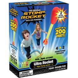 Stomp Rocket Ultra Lance-roquettes pour enfants, 6 fusées – Jouets amusants pour enfants dans le jardin et en plein air – Cadeaux pour garçons et filles – Ensemble de blaster en mousse pour jouets volants – Support de lancement réglable multi-joueurs