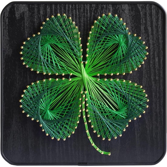 Jydunix Kit d'art à cordes, motif trèfle à quatre feuilles, 7,874 x 7,874 pouces, kit de bricolage pour adultes et enfants, décoration murale facile, cadeau unique d'anniversaire et de vacances