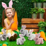Lapin de Pâques interactif électronique en peluche avec mouvements sonores, oreilles animées, nez tremblant, pour tout-petits et enfants (marron)