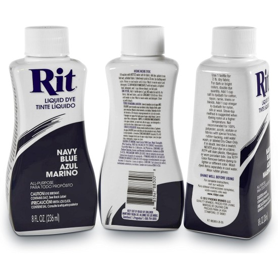 Kit de teinture liquide pour tissus RIT (ensemble de 3 pièces) bleu marine, bleu saphir, gris perle |
