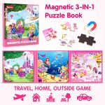 SYNARRY Puzzles magnétiques Licorne Sirène Princesse pour les tout-petits de 3 à 5 filles, 20 pièces de puzzles de voyage pour les enfants âgés de 4 à 6 ans, Jouets d'activités de voyage en voiture, en avion pour les filles de 3, 4, 5 et 6 ans, cadeaux d'