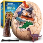 National Geographic Kit de fouille d'œufs de dinosaure géants – Excavation de 12 figurines et réplique de dent de T. Rex à partir d'une brique géante de 15,2 cm, œuf de dinosaure, kits scientifiques éducatifs, cadeaux pour garçons et filles, panier de Pâq
