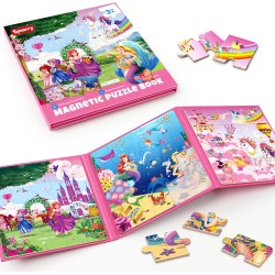 SYNARRY Puzzles magnétiques Licorne Sirène Princesse pour les tout-petits de 3 à 5 filles, 20 pièces de puzzles de voyage pour les enfants âgés de 4 à 6 ans, Jouets d'activités de voyage en voiture, en avion pour les filles de 3, 4, 5 et 6 ans, cadeaux d'
