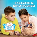 National Geographic Kit de fouille d'œufs de dinosaure géants – Excavation de 12 figurines et réplique de dent de T. Rex à partir d'une brique géante de 15,2 cm, œuf de dinosaure, kits scientifiques éducatifs, cadeaux pour garçons et filles, panier de Pâq