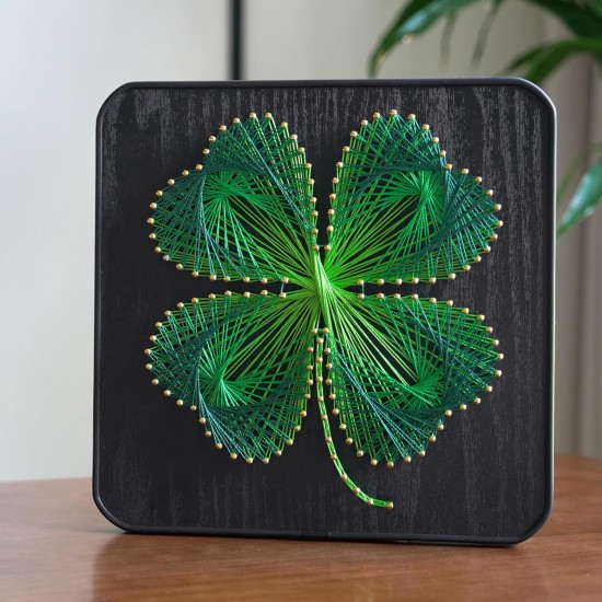 Jydunix Kit d'art à cordes, motif trèfle à quatre feuilles, 7,874 x 7,874 pouces, kit de bricolage pour adultes et enfants, décoration murale facile, cadeau unique d'anniversaire et de vacances